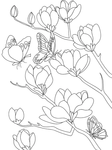 Butterflies Dancing among Magnolias