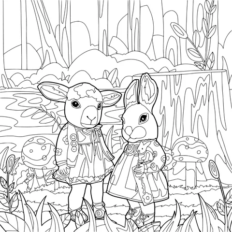 The Lamb and the Rabbit in the Forest