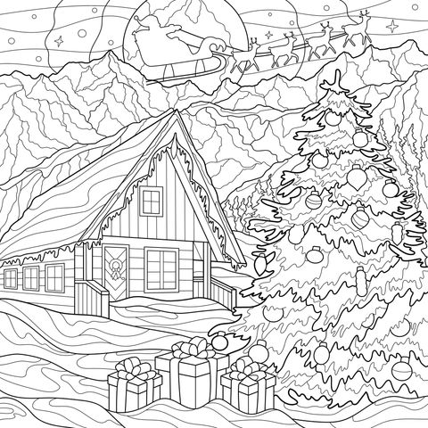 Cabaña na Montanha e Papai Noel na Véspera de Natal