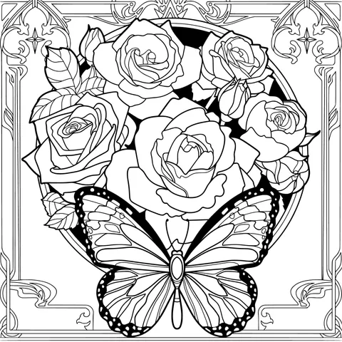 Butterfly and Rose Decorative Painting