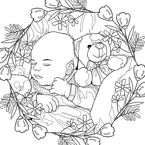 Sleeping Baby and Teddy Bear