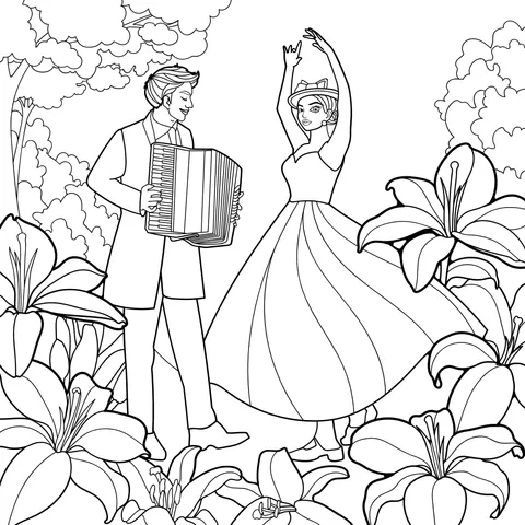 Accordion - playing and dancing under the moonlight