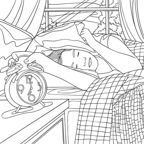 关掉闹钟的女子