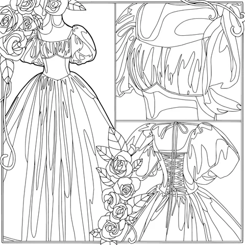 Details of a Vintage - style Green Long Dress