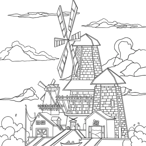 Colorful Windmill Town