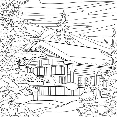 A Wooden House in the Winter Forest