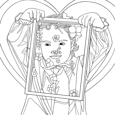 Self - portrait framed with flowers