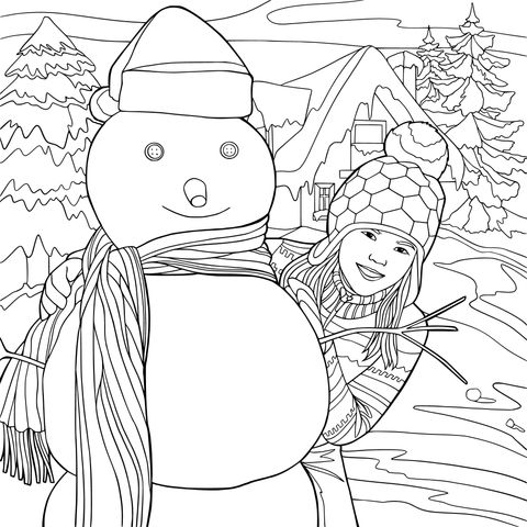 Chica y Muñeco de Nieve