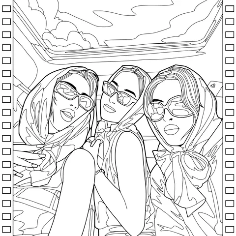 Three Ladies' Stylish Journey in the Car