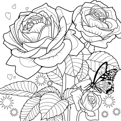 Roses and Butterfly