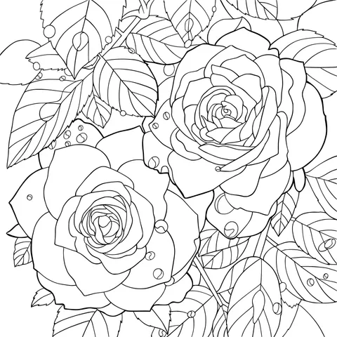 Pink roses with dewdrops