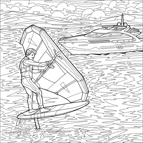 海上帆板与游艇