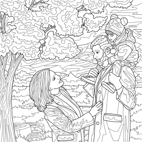 Warm family moment in autumn