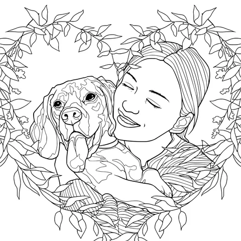 A Warm Hug between a Girl and Her Dog