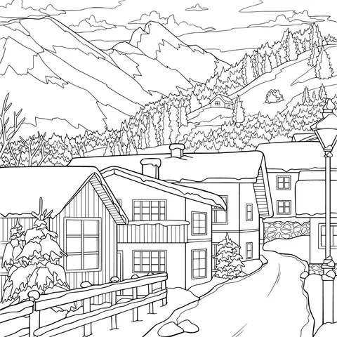 Beautiful Winter Mountain Village