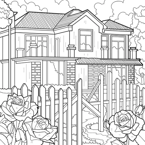 Two - storey house with a garden