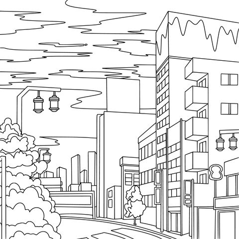 霓虹色城市街景