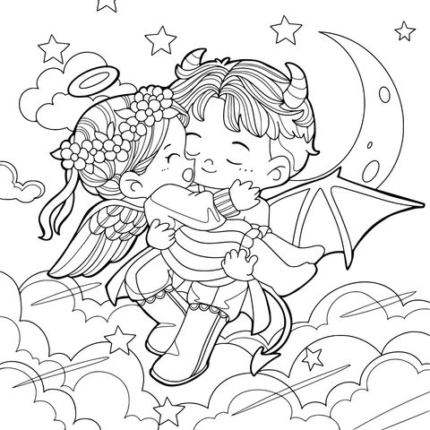 El Beso Romántico de un Ángel y un Demonio