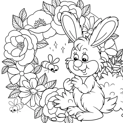 Rabbit in the Flower Bed