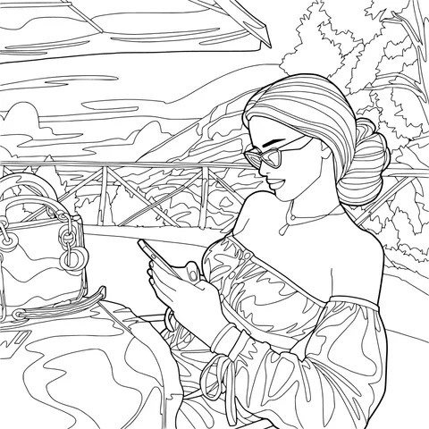 A woman using her phone during outdoor leisure time