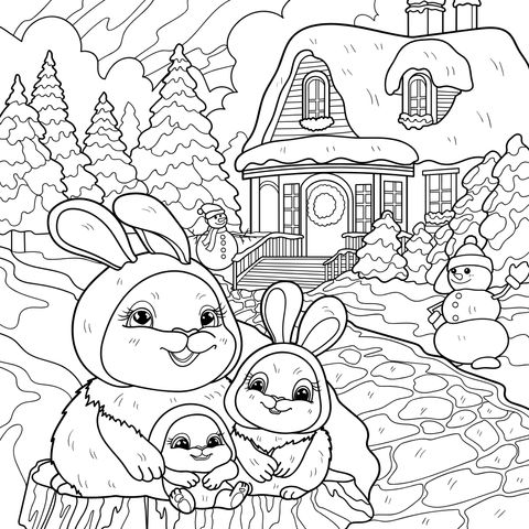 Uma Família de Coelhos no Inverno