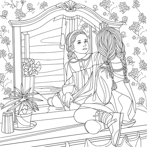 Girl looking in the mirror