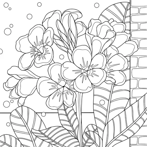 Colorful Flowers by the Wall
