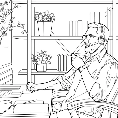 Man working with headphones