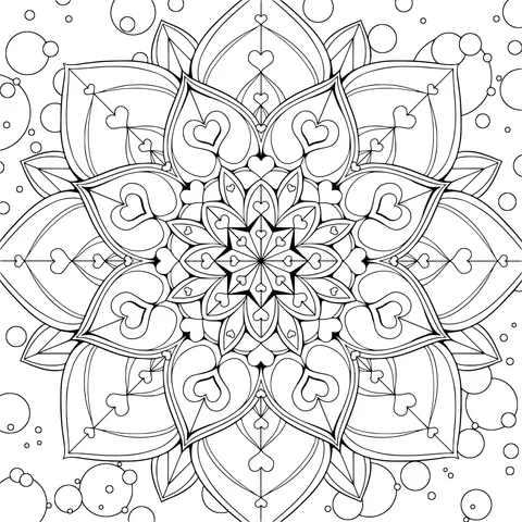 Heart - themed Mandala Pattern