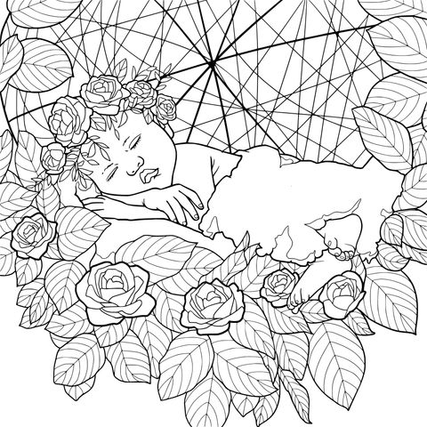 花丛中安睡的宝宝