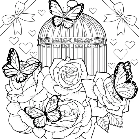 Roses and Butterflies in a Cage