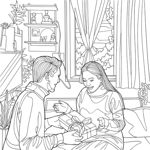 A warm moment of giving a gift