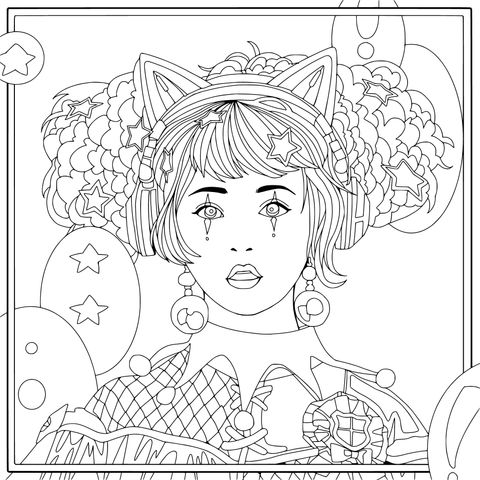 戴猫耳耳机的奇幻装扮女孩