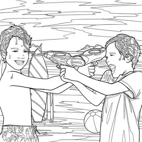Water - gun play on the beach