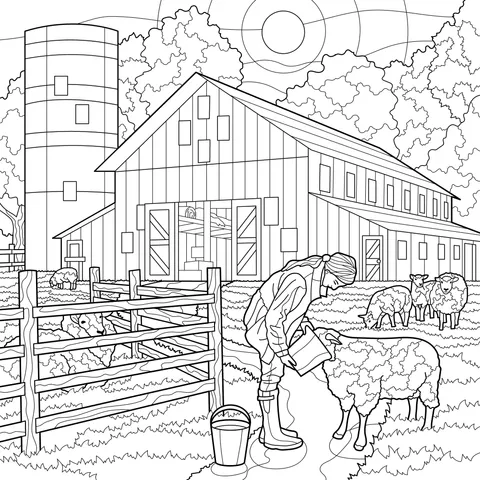 Shepherding scene on the farm