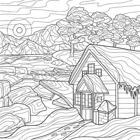 Winter Cottage by the Lake