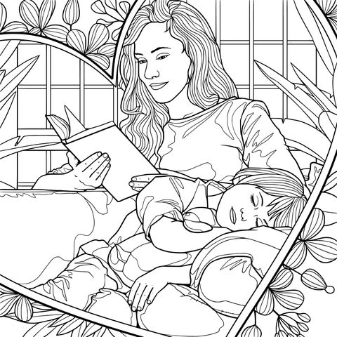 Mãe e filho lendo juntos温馨mente