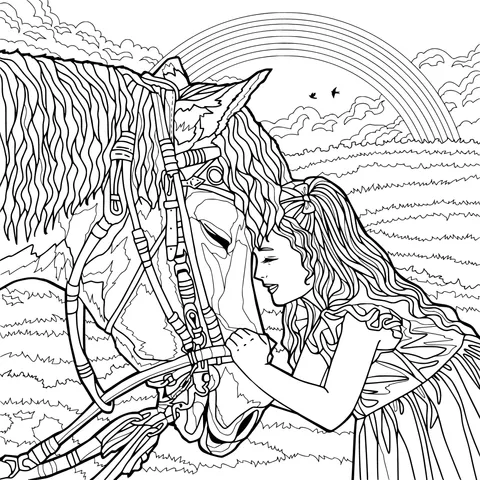 A Tender Moment between a Girl and a Horse