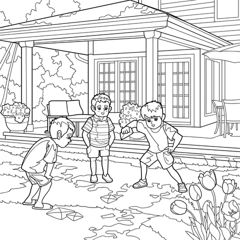 Children playing in the yard