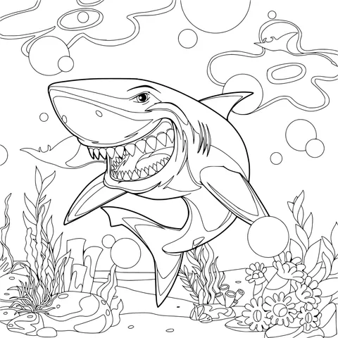 Cheerful Shark in the Ocean