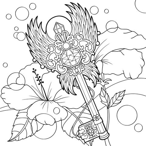 梦幻魔法杖与花朵