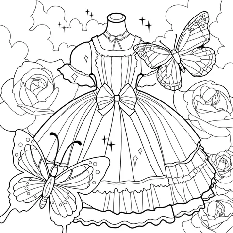 Butterflies and Dress among Roses