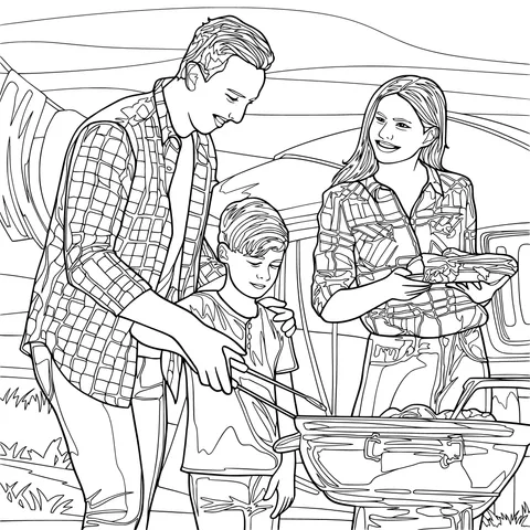 Family outdoor barbecue time
