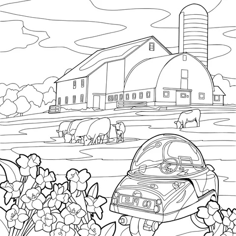 Vintage Car in Rural Scenery