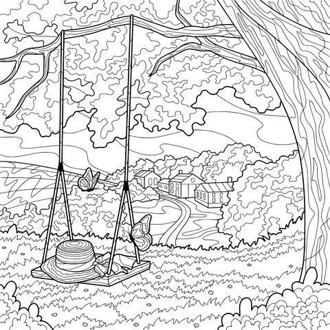 Beautiful Scenery of a Swing in the Countryside