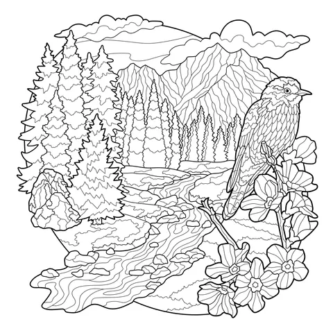 Bird in the Mountain Forest