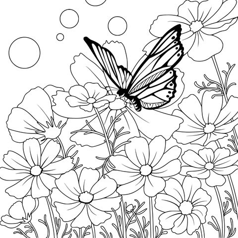 Colorful Butterfly among Flowers