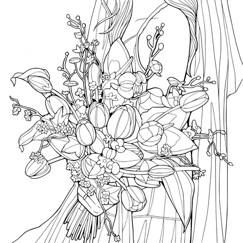 Woman Holding a Colorful Bouquet