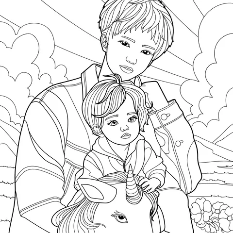 Father and Son with Unicorn