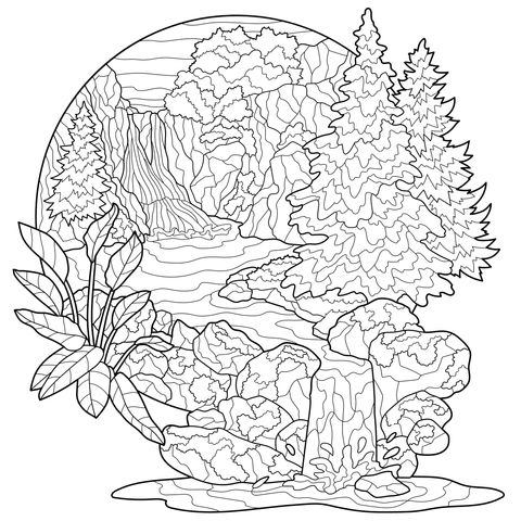 山间溪流瀑布景观